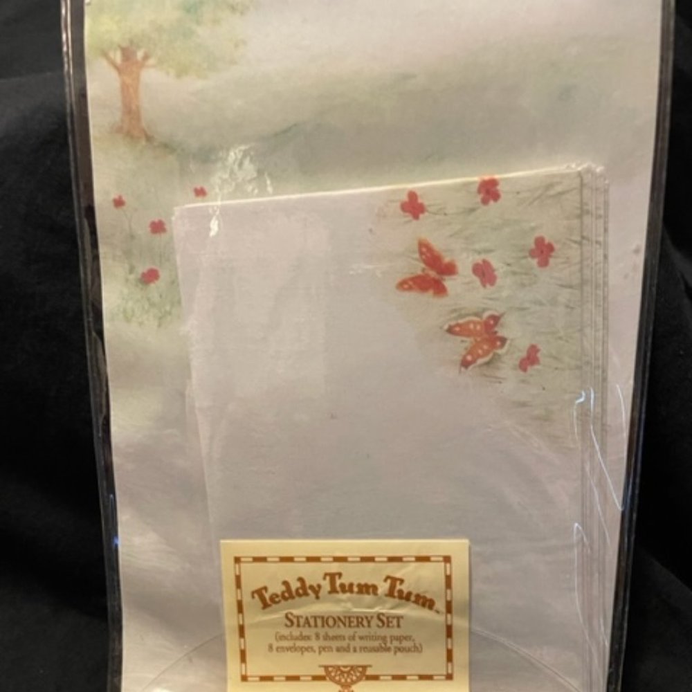 Applause Teddy Tum Tum Stationery Set -Butterflies paper envelopes pen pouch New